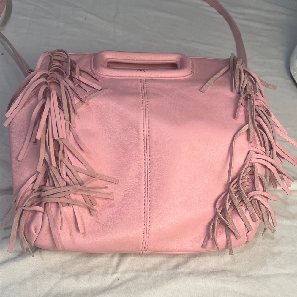 Maje Pink Fringe Shoulder Bag